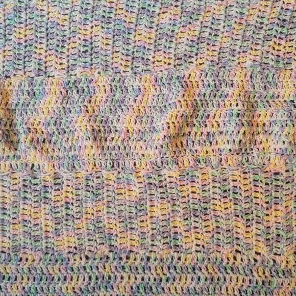 #369 Hand Made Baby Blanket Blue Pink - Picture 3 of 4